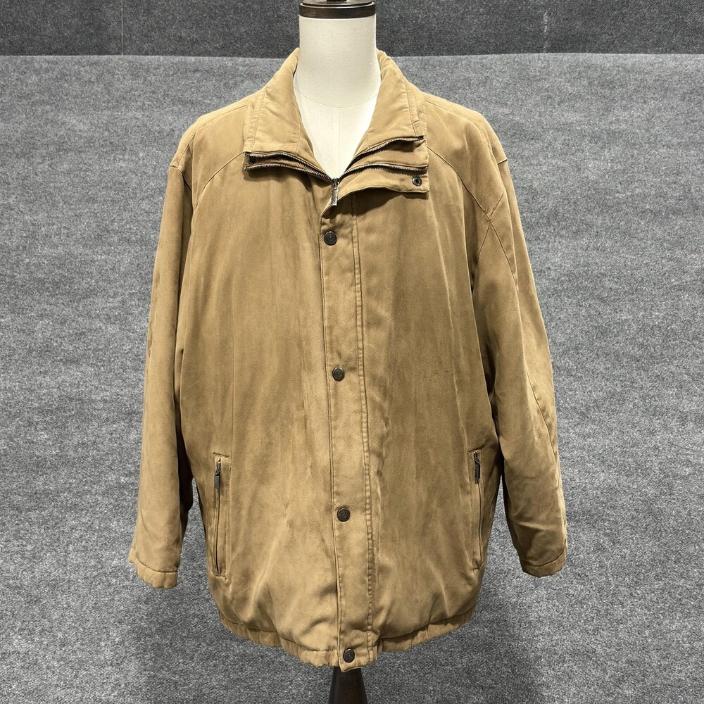 Weatherproof Impermeable Jacket Mens 2XL Tan Zip Snap Storm Flap Quilted Lined
